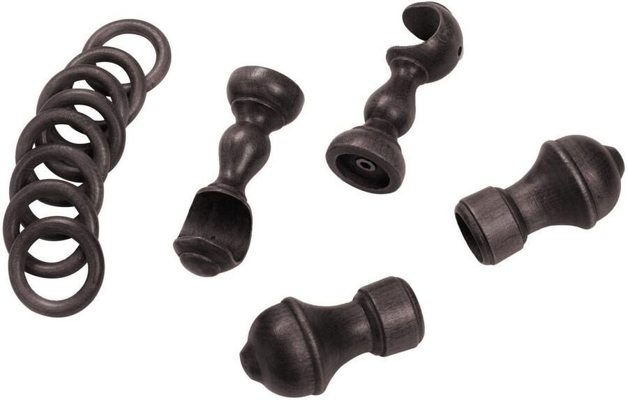 SN DECO GROUP Gordijnroede Ares 28 mm hout verschillende lengtes en kleuren compleet set