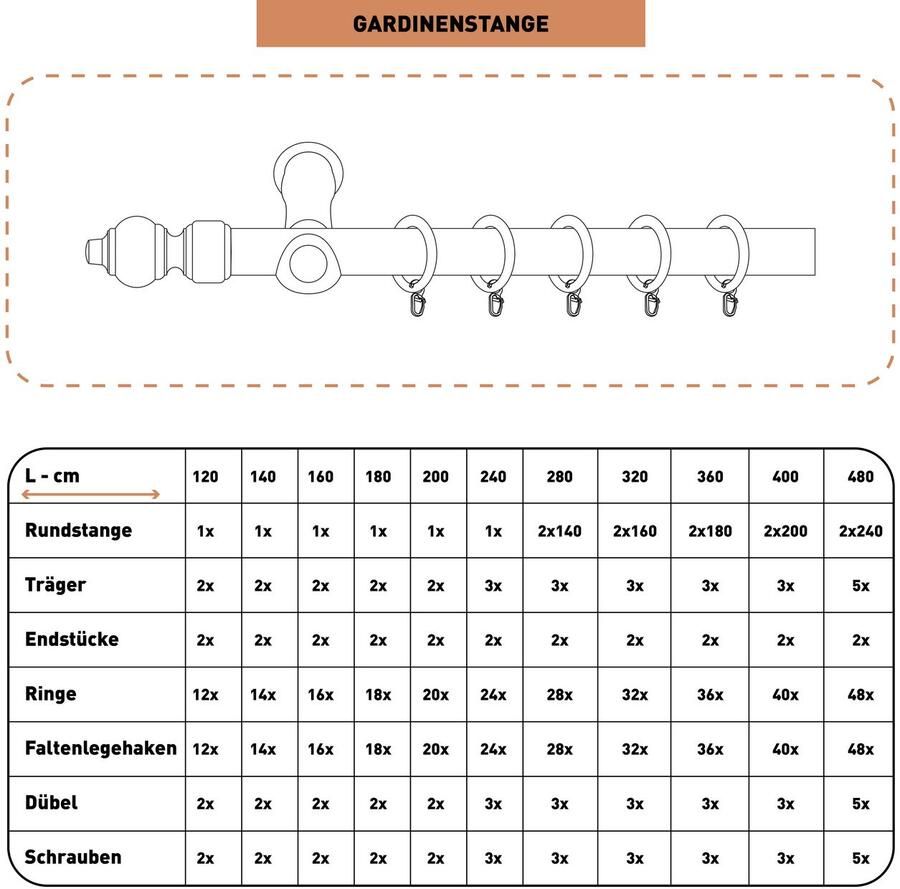 SN DECO GROUP Gordijnroede Filigrano 28 mm hout verschillende lengtes en kleuren compleet set
