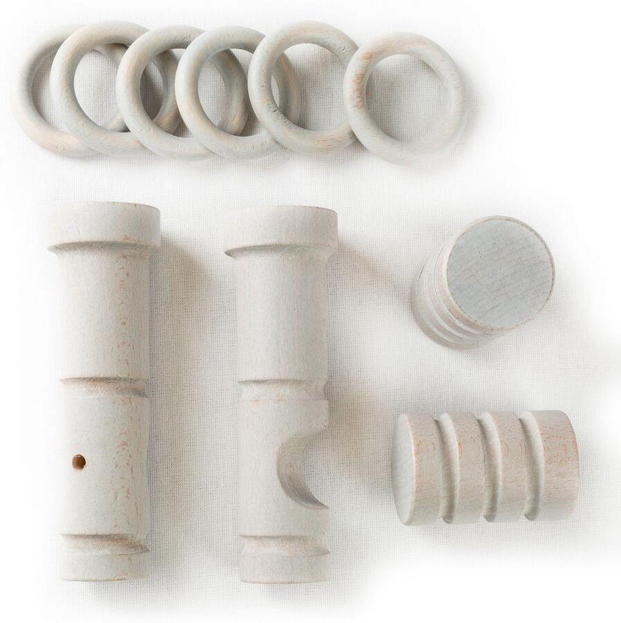 SN DECO GROUP Gordijnroede Pisa 28 mm hout verschillende lengtes en kleuren compleet set (1 stuk)