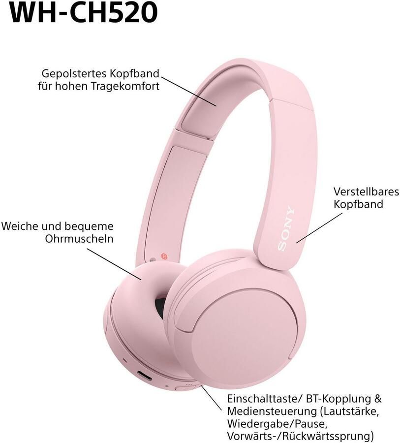 Sony Bluetooth-hoofdtelefoon WHCH520 200 uur max. accuduur (standby) - Foto 8