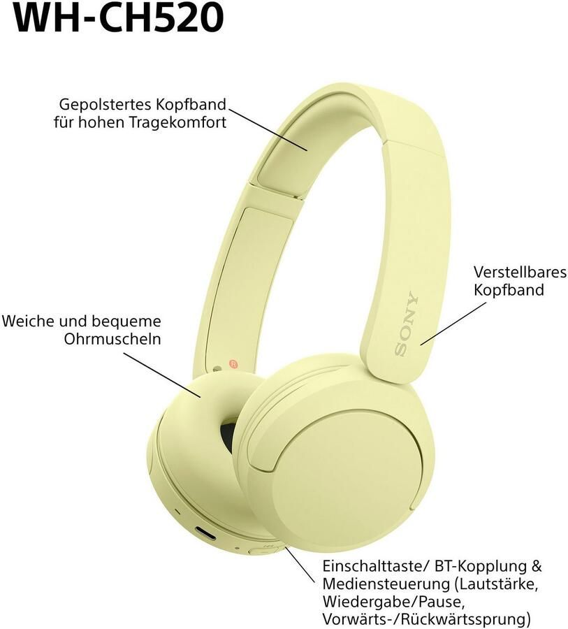 Sony Bluetooth-hoofdtelefoon WHCH520 200 uur max. accuduur (standby) - Foto 7