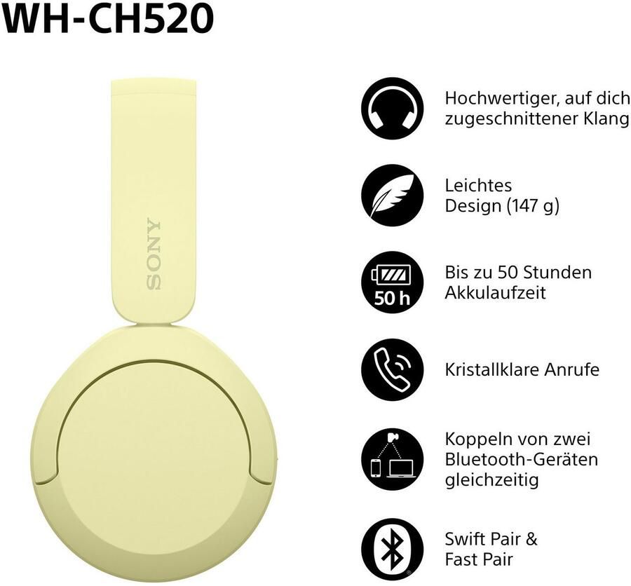 Sony Bluetooth-hoofdtelefoon WHCH520 200 uur max. accuduur (standby) - Foto 6