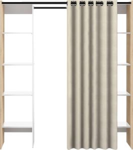 TemaHome Kledingkast Tom uittrekbare kledingkast met gordijn en vele vakken hoogte 181 cm