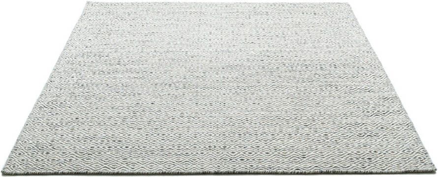 THEKO Wollen kleed Trondheim PO-502 Handgeweven vloerkleed platweefsel zuivere wol met de hand geweven ruitmotief (1 stuk)