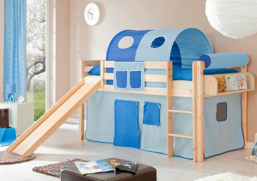 Ticaa Hoogslaper Manuel Rolbodem en textielset naar keuze met matras massief grenen naturel