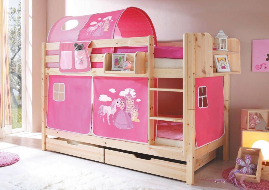 Ticaa Stapelbed Marcel met 2 rolbodems en in verschillende uitvoeringen grenen