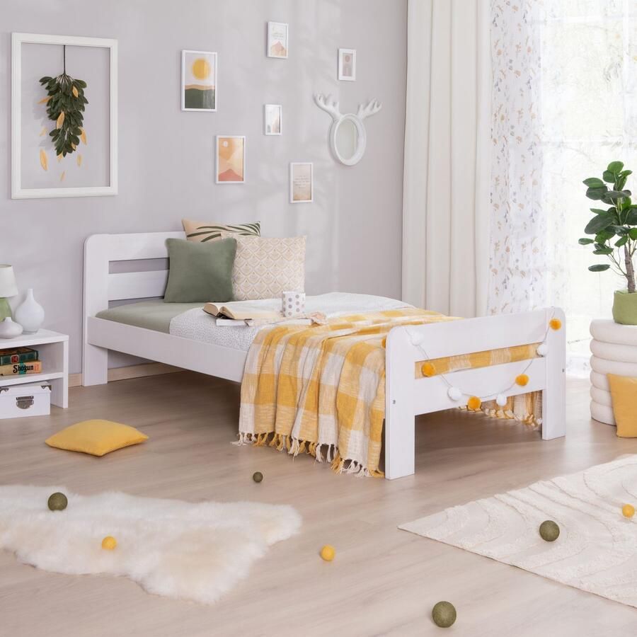 Ticaa Massief houten ledikant Bert FSC -gecertificeerd (grenen) tienerbed met lattenbodem