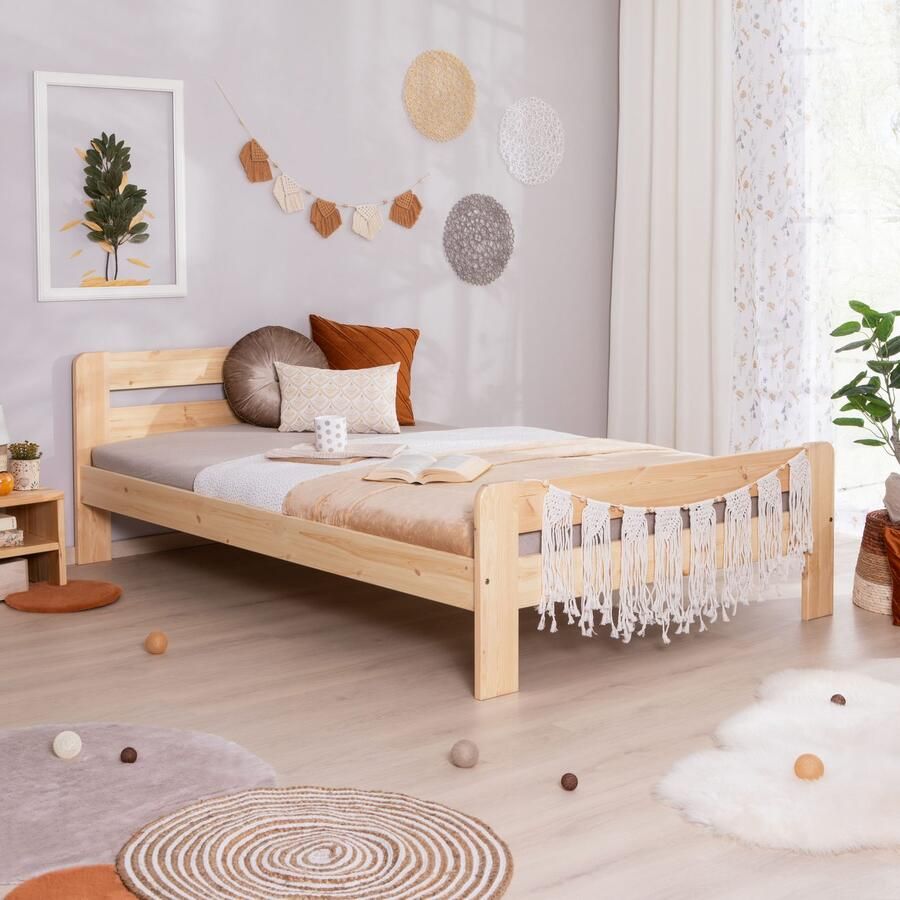 Ticaa Massief houten ledikant Bert FSC -gecertificeerd (grenen) tienerbed met lattenbodem