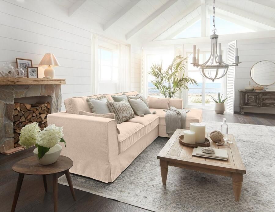 Timbers Hoekbank Vintage L-vorm 3-zits hoekbank in landelijke stijl met een afneembare hoes