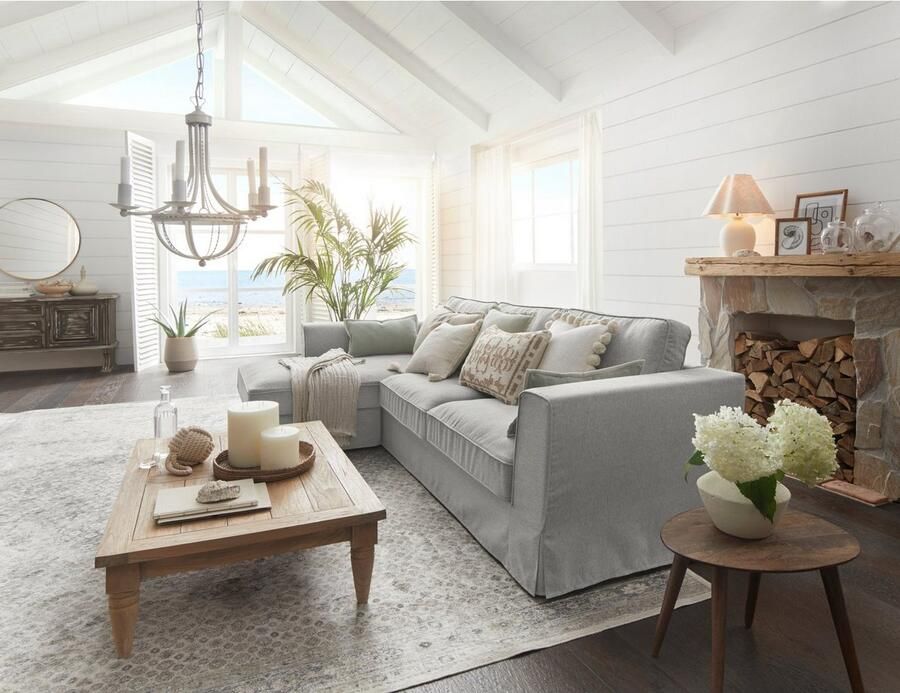 Timbers Hoekbank Vintage L-vorm 3-zits hoekbank in landelijke stijl met een afneembare hoes