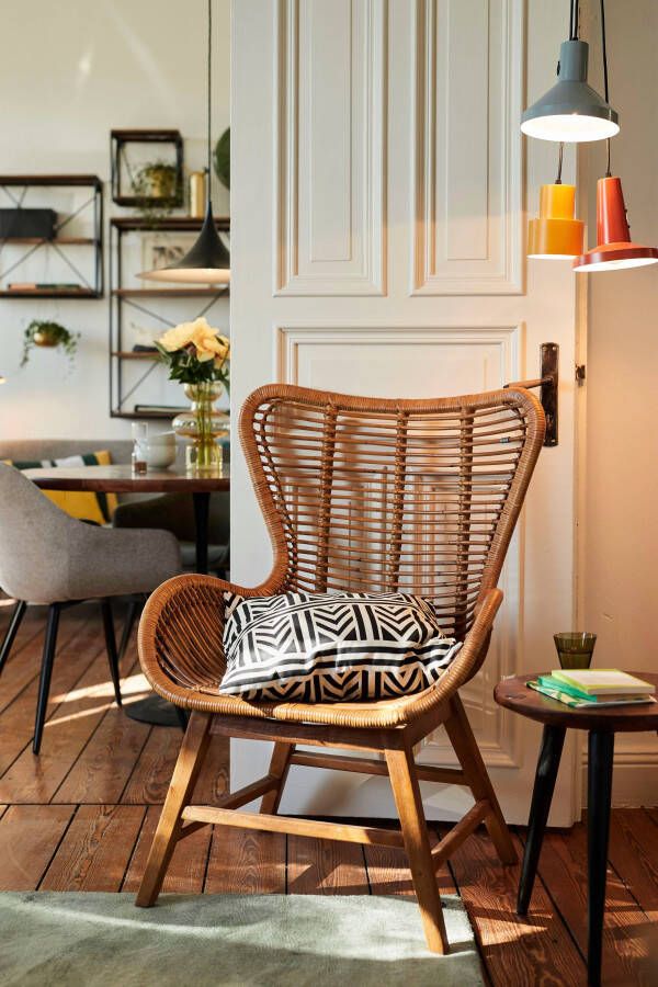 TOM TAILOR HOME Fauteuil T-RATTAN ARMCHAIR Rotanstoel met armleuningen met teakhouten frame organisch model