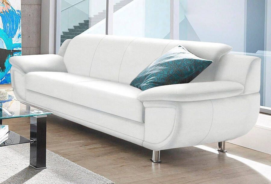 TRENDMANUFAKTUR 3-zitsbank Rondo breedte 207 cm brede armleuningen chromen poten Big-sofa optioneel met bonnellvering in verschillende bekledingen bestelbaar