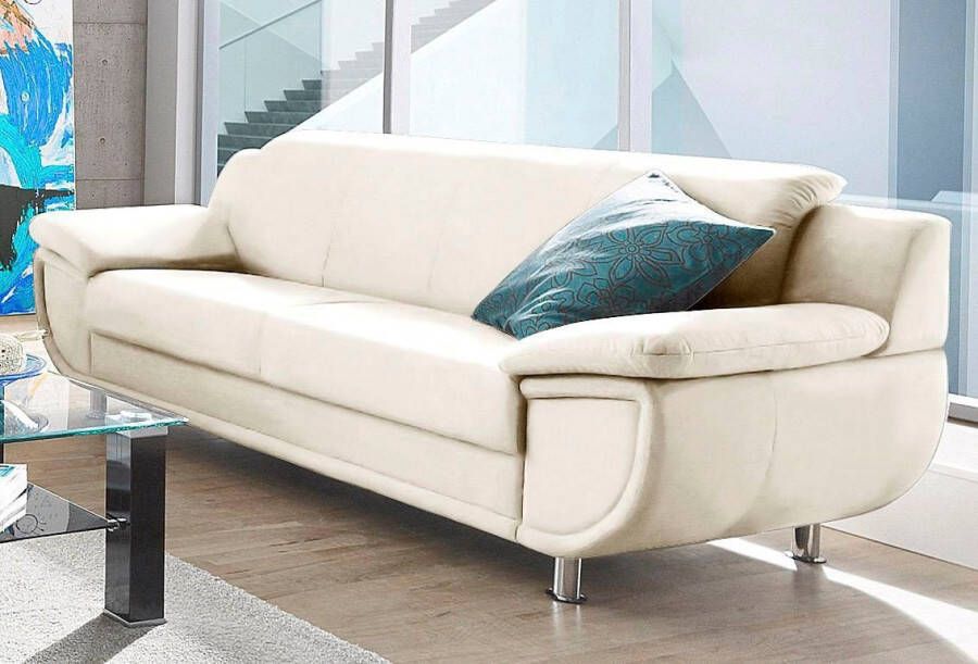 TRENDMANUFAKTUR 3-zitsbank Rondo breedte 207 cm brede armleuningen chromen poten Big-sofa optioneel met bonnellvering in verschillende bekledingen bestelbaar