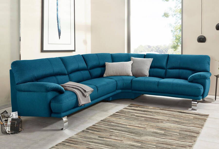 TRENDMANUFAKTUR Hoekbank Cecilia II in Italiaans design comfortabel hoog zitcomfort L-vorm