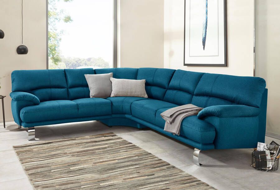 TRENDMANUFAKTUR Hoekbank Cecilia II in Italiaans design comfortabel hoog zitcomfort L-vorm