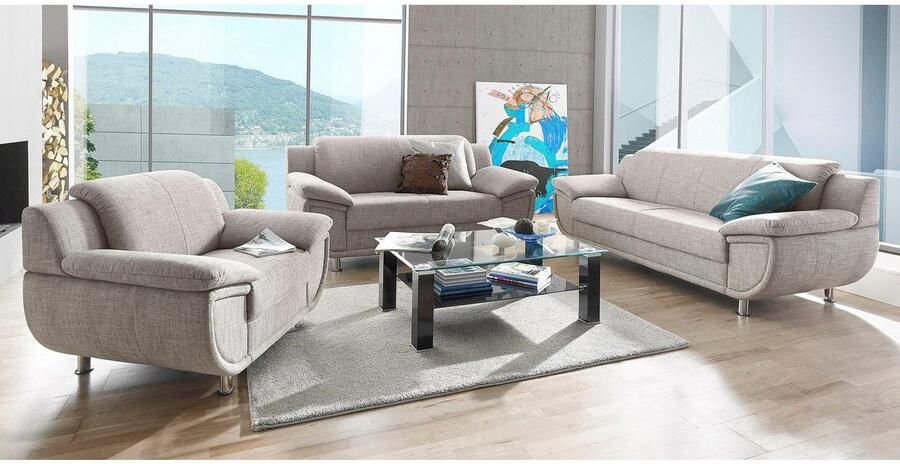 TRENDMANUFAKTUR Fauteuil Rondo breedte 121 cm brede armleuningen chromen poten