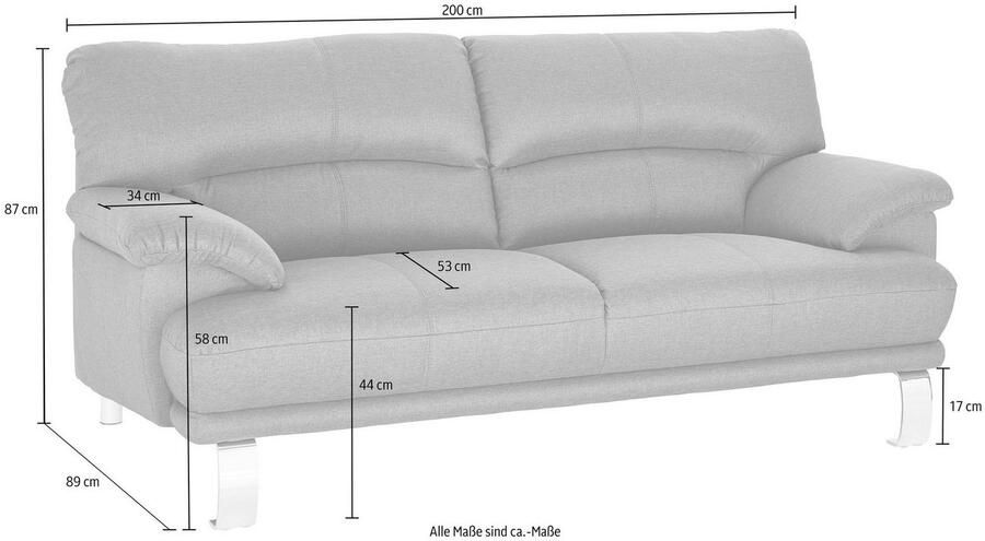 TRENDMANUFAKTUR 3-zitsbank Cecilia II met Italiaans design geweldige details