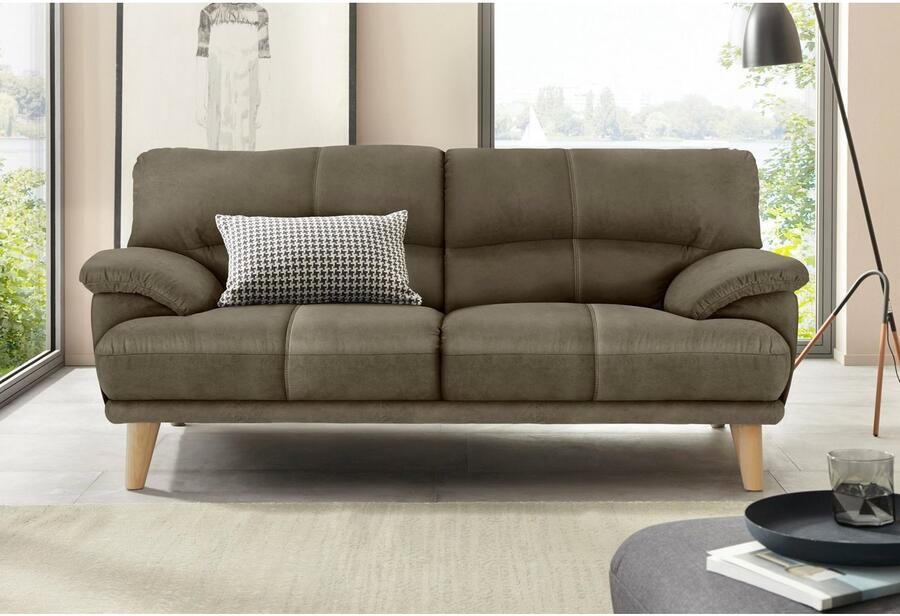 TRENDMANUFAKTUR 3-zitsbank Cecilia sofa in Italiaans design met geweldig zitcomfort extreem comfortabele armleuningen houten voeten