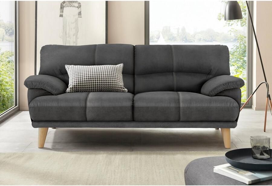 TRENDMANUFAKTUR 3-zitsbank Cecilia sofa in Italiaans design met geweldig zitcomfort extreem comfortabele armleuningen houten voeten