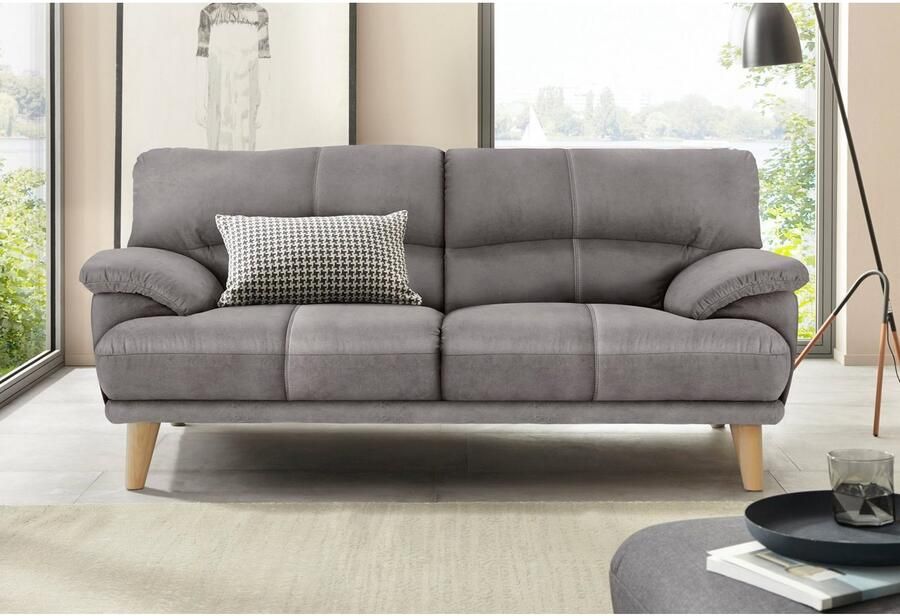 TRENDMANUFAKTUR 3-zitsbank Cecilia sofa in Italiaans design met geweldig zitcomfort extreem comfortabele armleuningen houten voeten