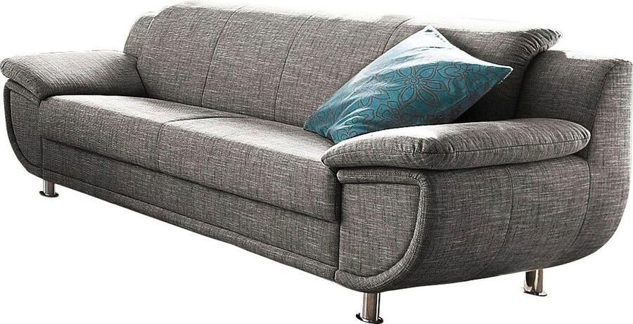 TRENDMANUFAKTUR 3-zitsbank Rondo breedte 207 cm brede armleuningen chromen poten Big-sofa optioneel met bonnellvering in verschillende bekledingen bestelbaar
