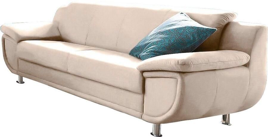 TRENDMANUFAKTUR 3-zitsbank Rondo breedte 207 cm brede armleuningen chromen poten Big-sofa optioneel met bonnellvering in verschillende bekledingen bestelbaar