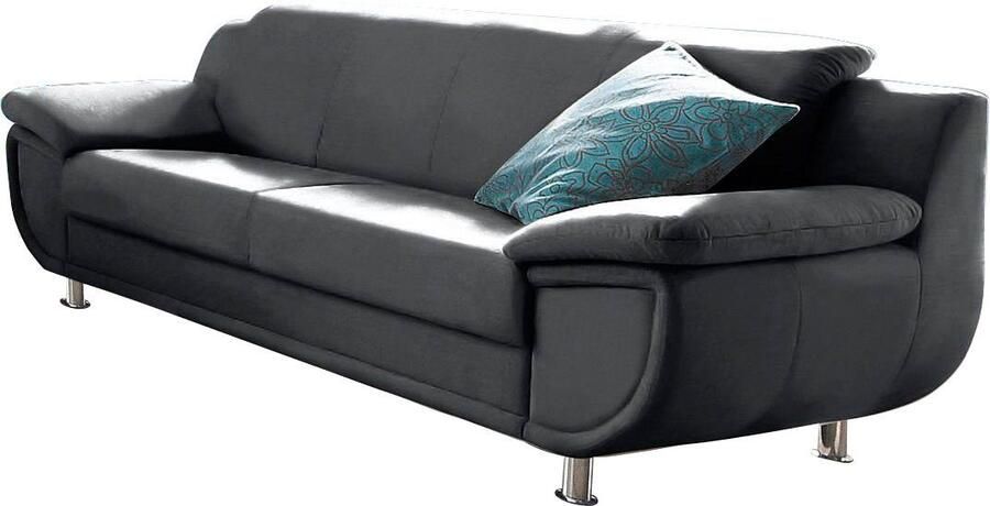 TRENDMANUFAKTUR 3-zitsbank Rondo breedte 207 cm brede armleuningen chromen poten Big-sofa optioneel met bonnellvering in verschillende bekledingen bestelbaar