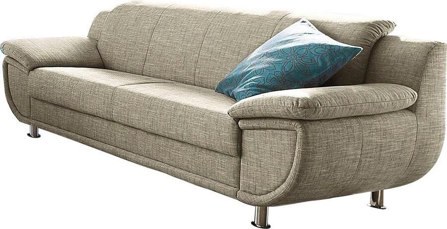 TRENDMANUFAKTUR 3-zitsbank Rondo breedte 207 cm brede armleuningen chromen poten Big-sofa optioneel met bonnellvering in verschillende bekledingen bestelbaar