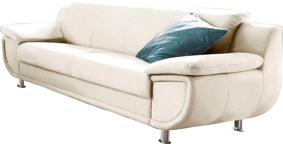 TRENDMANUFAKTUR 3-zitsbank Rondo breedte 207 cm brede armleuningen chromen poten Big-sofa optioneel met bonnellvering in verschillende bekledingen bestelbaar