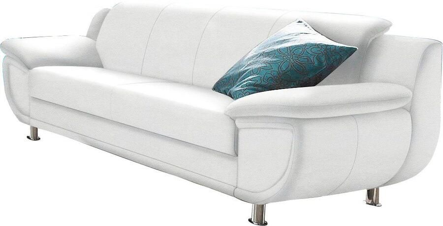 TRENDMANUFAKTUR 3-zitsbank Rondo breedte 207 cm brede armleuningen chromen poten Big-sofa optioneel met bonnellvering in verschillende bekledingen bestelbaar