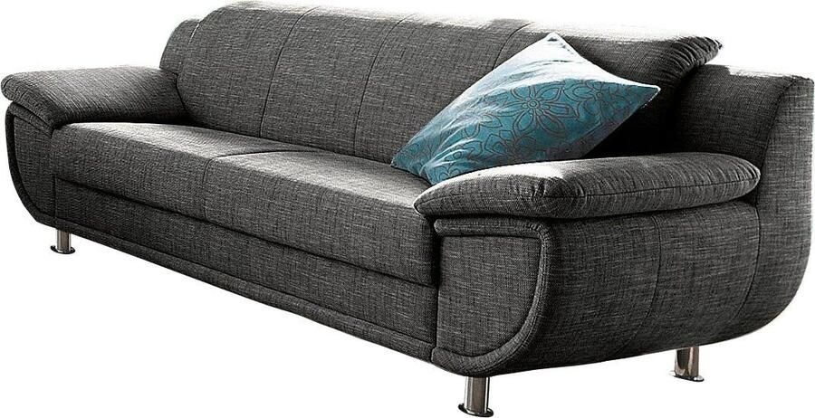 TRENDMANUFAKTUR 3-zitsbank Rondo breedte 207 cm brede armleuningen chromen poten Big-sofa optioneel met bonnellvering in verschillende bekledingen bestelbaar