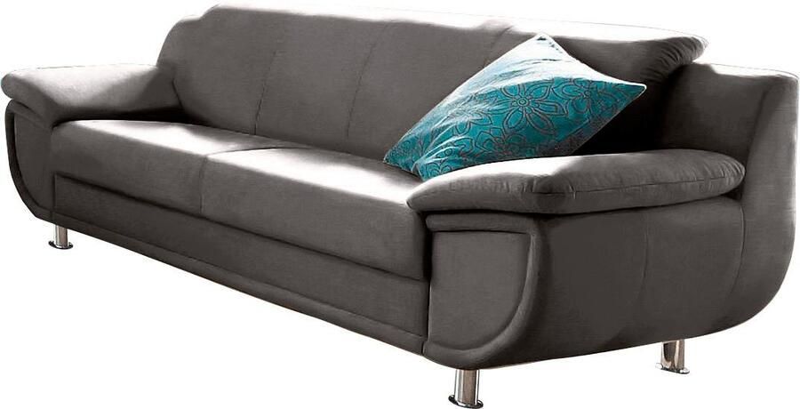 TRENDMANUFAKTUR 3-zitsbank Rondo breedte 207 cm brede armleuningen chromen poten Big-sofa optioneel met bonnellvering in verschillende bekledingen bestelbaar