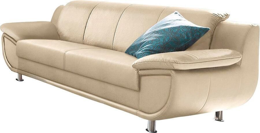 TRENDMANUFAKTUR 3-zitsbank Rondo breedte 207 cm brede armleuningen chromen poten Big-sofa optioneel met bonnellvering in verschillende bekledingen bestelbaar