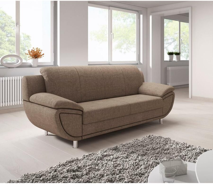 TRENDMANUFAKTUR 3-zitsbank Rondo II tijdloos en comfortabel naar keuze met comfortabele binnenvering met extra brede armleuningen