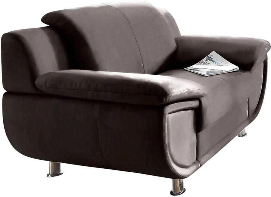 TRENDMANUFAKTUR Fauteuil Rondo breedte 121 cm brede armleuningen chromen poten