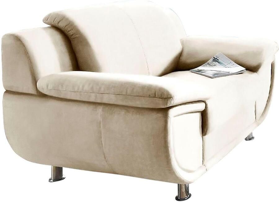 TRENDMANUFAKTUR Fauteuil Rondo breedte 121 cm brede armleuningen chromen poten