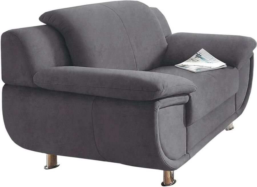 TRENDMANUFAKTUR Fauteuil Rondo breedte 121 cm brede armleuningen chromen poten