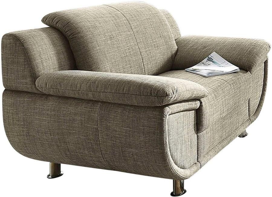 TRENDMANUFAKTUR Fauteuil Rondo breedte 121 cm brede armleuningen chromen poten