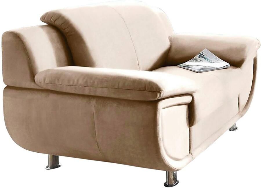 TRENDMANUFAKTUR Fauteuil Rondo breedte 121 cm brede armleuningen chromen poten