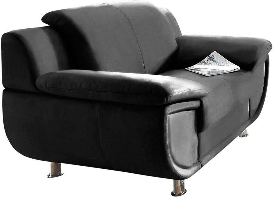 TRENDMANUFAKTUR Fauteuil Rondo breedte 121 cm brede armleuningen chromen poten