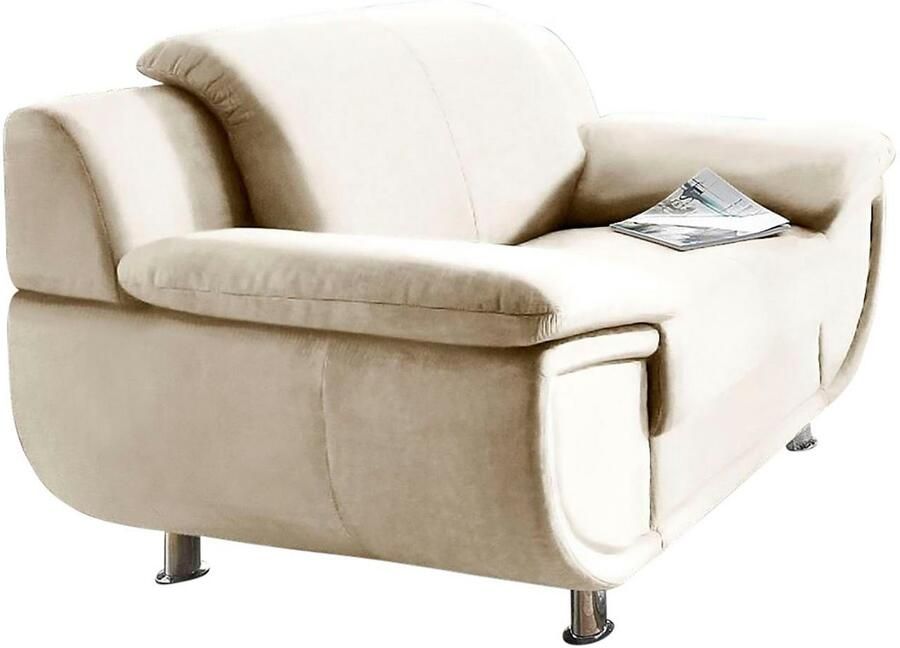 TRENDMANUFAKTUR Fauteuil Rondo breedte 121 cm brede armleuningen chromen poten