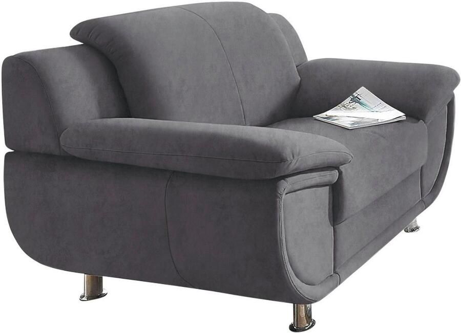 TRENDMANUFAKTUR Fauteuil Rondo breedte 121 cm brede armleuningen chromen poten