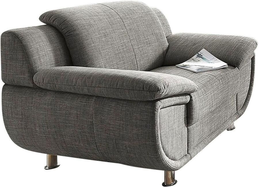 TRENDMANUFAKTUR Fauteuil Rondo breedte 121 cm brede armleuningen chromen poten