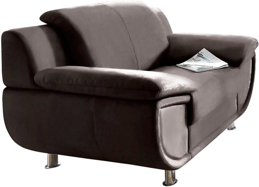 TRENDMANUFAKTUR Fauteuil Rondo breedte 121 cm brede armleuningen chromen poten