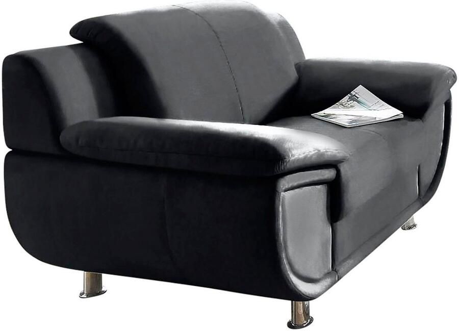 TRENDMANUFAKTUR Fauteuil Rondo breedte 121 cm brede armleuningen chromen poten