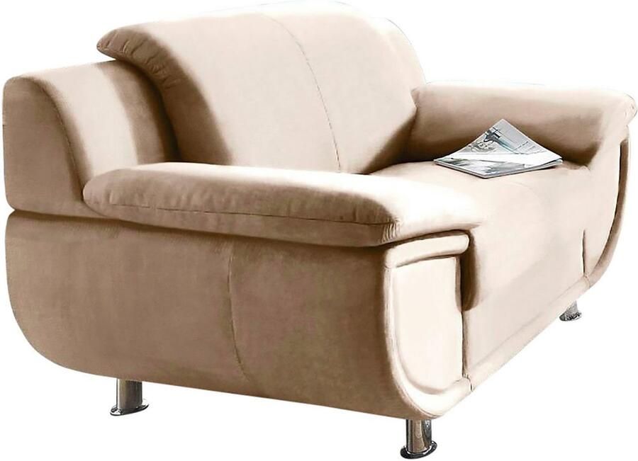 TRENDMANUFAKTUR Fauteuil Rondo breedte 121 cm brede armleuningen chromen poten