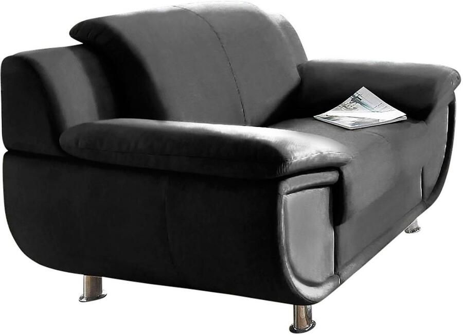 TRENDMANUFAKTUR Fauteuil Rondo breedte 121 cm brede armleuningen chromen poten
