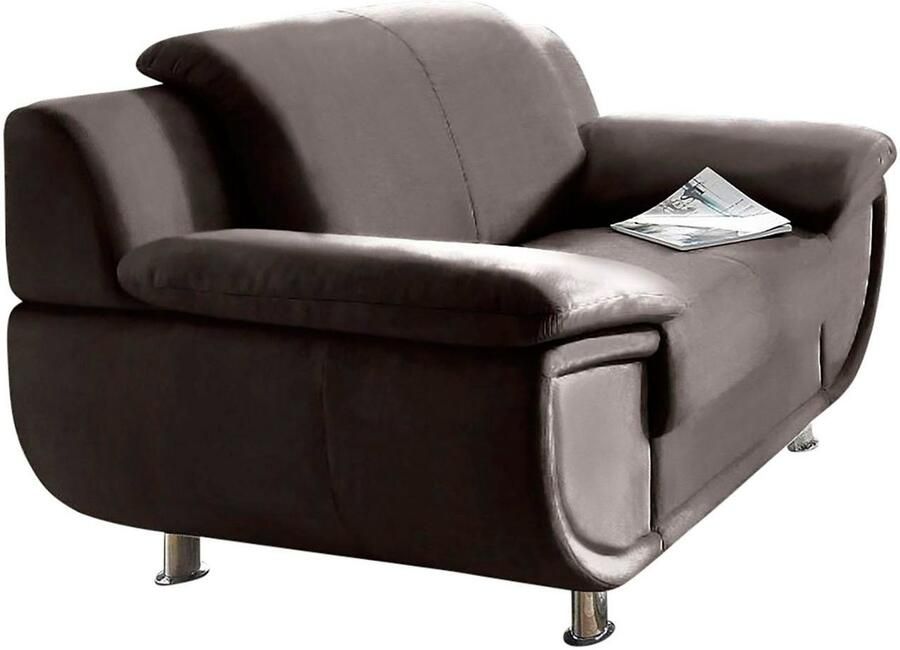 TRENDMANUFAKTUR Fauteuil Rondo breedte 121 cm brede armleuningen chromen poten