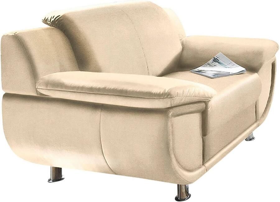 TRENDMANUFAKTUR Fauteuil Rondo breedte 121 cm brede armleuningen chromen poten