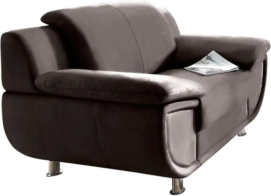 TRENDMANUFAKTUR Fauteuil Rondo breedte 121 cm brede armleuningen chromen poten